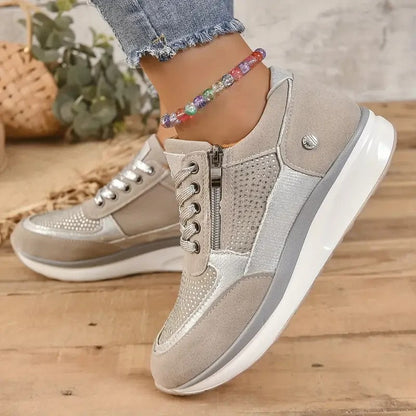 Lace-Up Sneakers With Dots And Zipper | Perfect for All Seasons