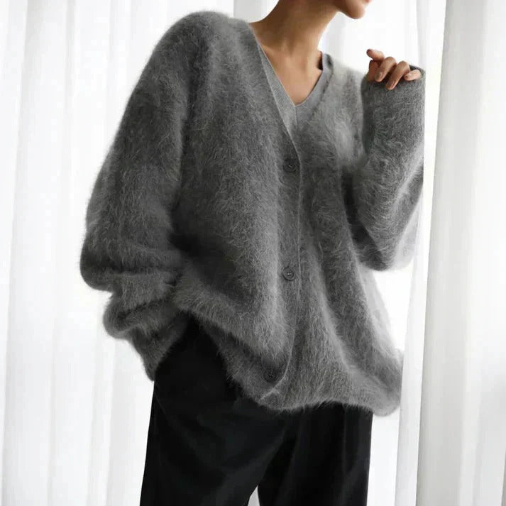 Knitted V-Neck Cashmere Cardigan Pullover With Buttons For Women | Ideal for Winter