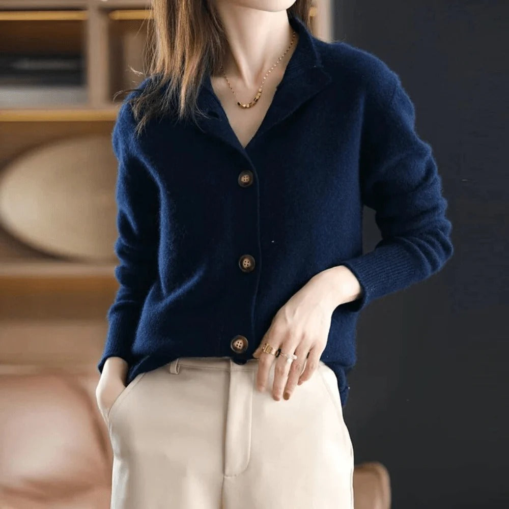 Cashmere Knitted Cardigan With Large Buttons For Women | Ideal for All Seasons