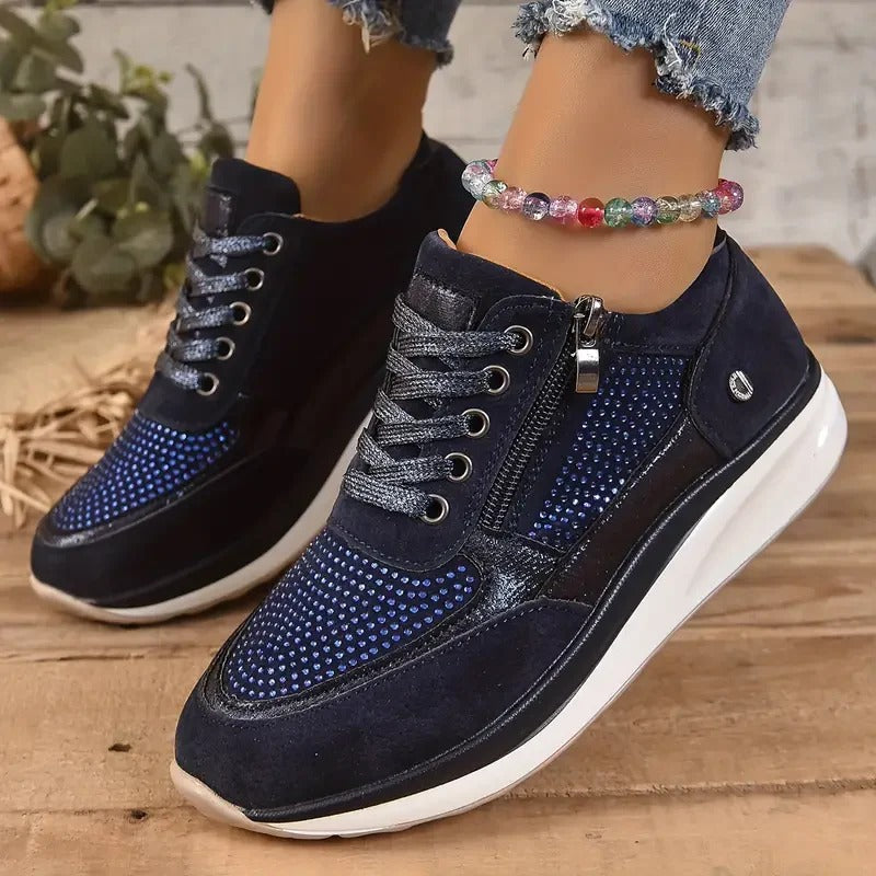 Lace-Up Sneakers With Dots And Zipper | Perfect for All Seasons