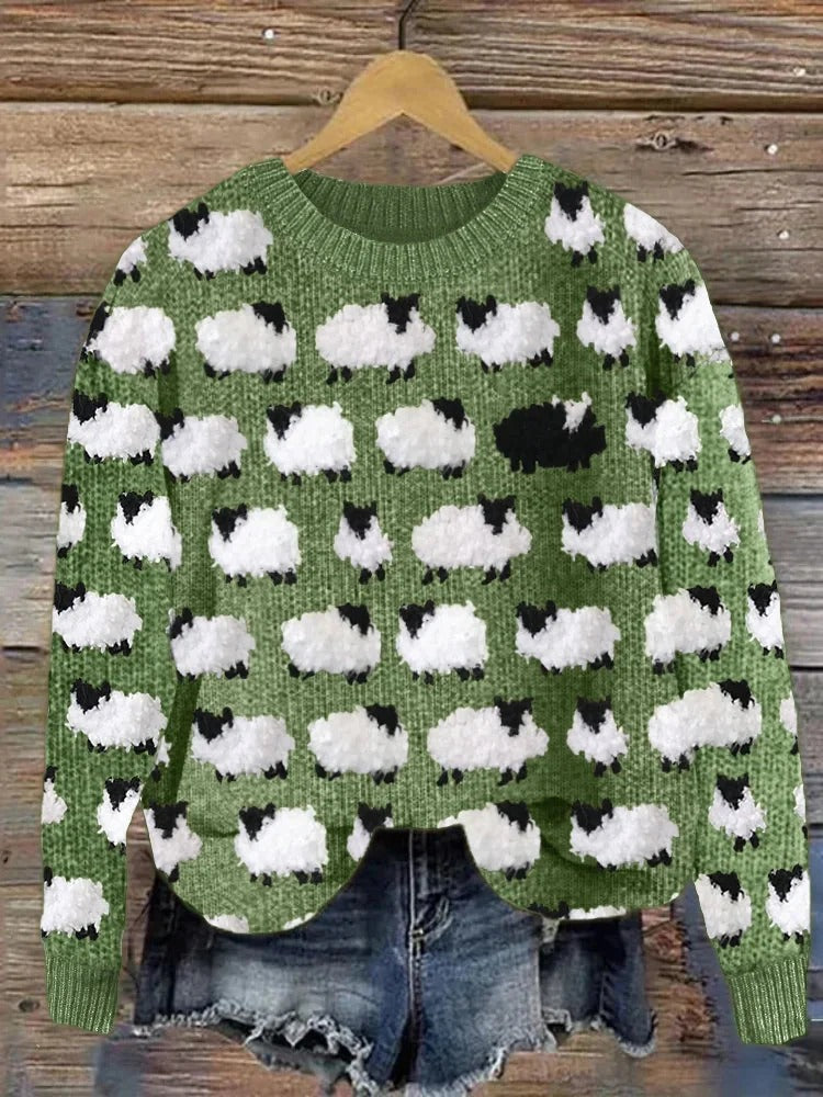 Women's Cozy Vintage Chunky Knitted Sheep Wool Jumper | Ideal for Winter