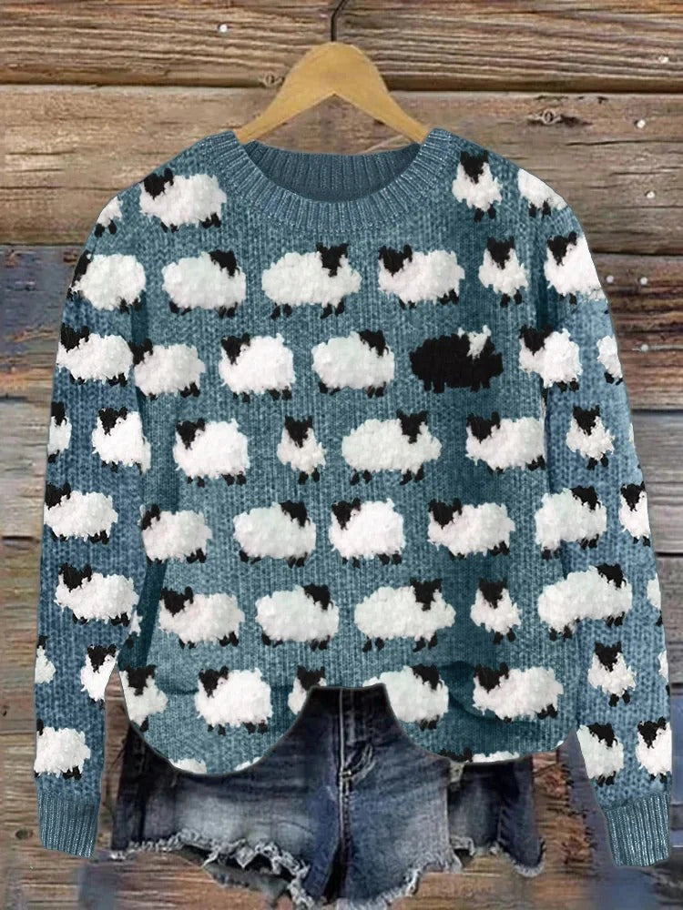 Women's Cozy Vintage Chunky Knitted Sheep Wool Jumper | Ideal for Winter