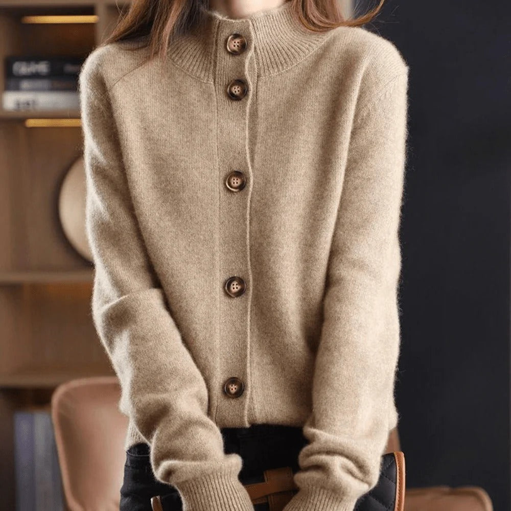 Cashmere Knitted Cardigan With Large Buttons For Women | Ideal for All Seasons