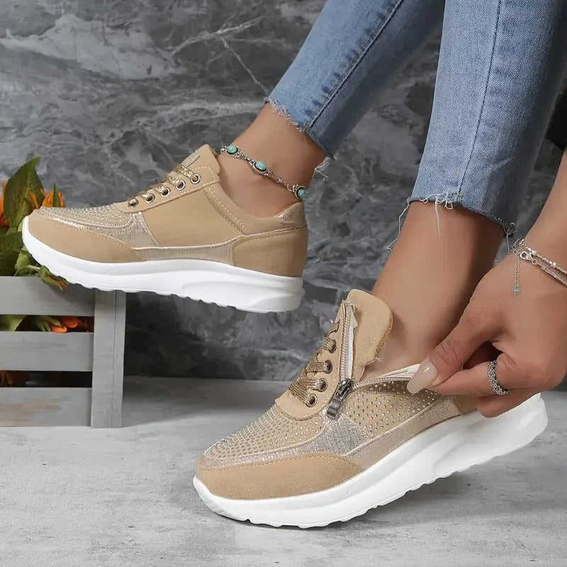 Lace-Up Sneakers With Dots And Zipper | Perfect for All Seasons