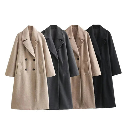 Women's Double-Breasted Warm Loose Winter Coat | Ideal for Winter