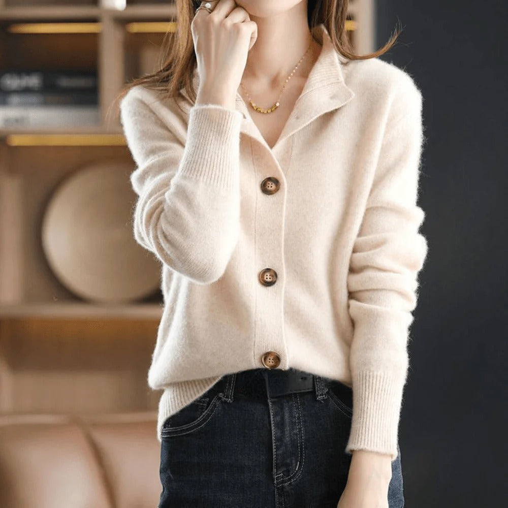 Cashmere Knitted Cardigan With Large Buttons For Women | Ideal for All Seasons