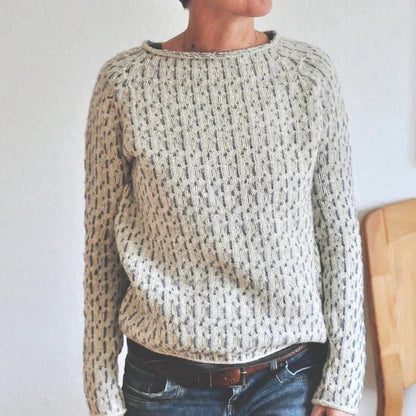 Women's Chic Grey Boat Neck Knitted Jumper | Ideal for Winter